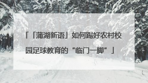 「蒲湖新语」如何踢好农村校园足球教育的“临门一脚”