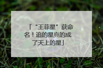 “王菲星”获命名！追的星真的成了天上的星