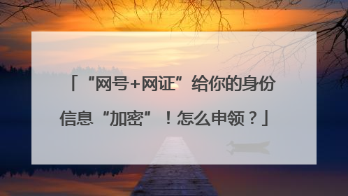 “网号+网证”给你的身份信息“加密”！怎么申领？