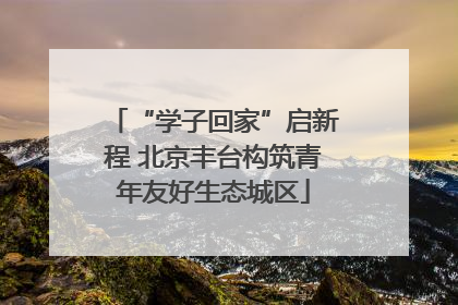 “学子回家”启新程 北京丰台构筑青年友好生态城区