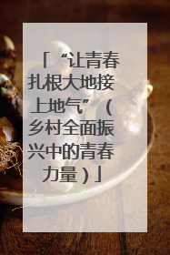 “让青春扎根大地接上地气”（乡村全面振兴中的青春力量）
