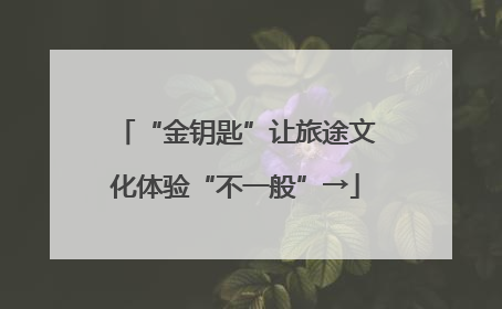 “金钥匙”让旅途文化体验“不一般”→