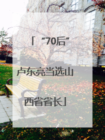 “70后”卢东亮当选山西省省长