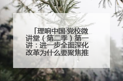 理响中国·党校微讲堂（第二季）第一讲：进一步全面深化改革为什么要聚焦推进中国式现代化