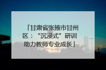甘肃省张掖市甘州区：“沉浸式”研训助力教师专业成长
