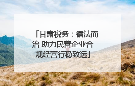 甘肃税务：循法而治 助力民营企业合规经营行稳致远