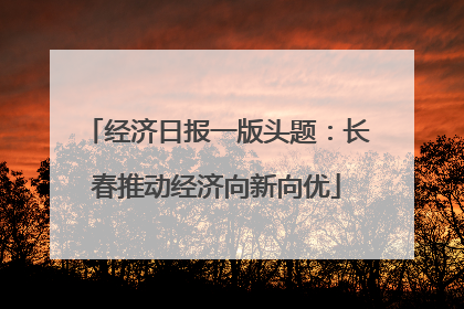 经济日报一版头题：长春推动经济向新向优