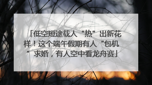 低空短途载人“热”出新花样！这个端午假期有人“包机”求婚，有人空中看龙舟赛