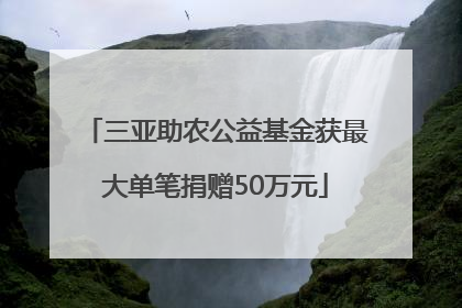 三亚助农公益基金获最大单笔捐赠50万元