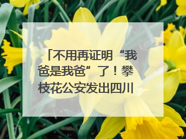 不用再证明“我爸是我爸”了！攀枝花公安发出四川首张“户籍人口直系亲属关系谱”