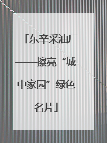 东辛采油厂——擦亮“城中家园”绿色名片