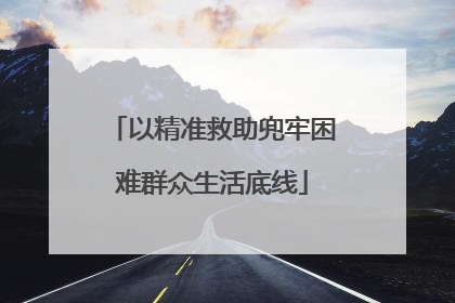 以精准救助兜牢困难群众生活底线
