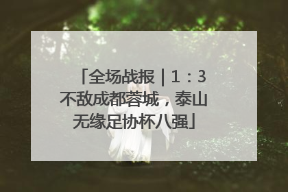 全场战报｜1：3不敌成都蓉城，泰山无缘足协杯八强