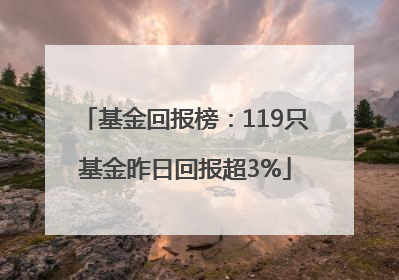 基金回报榜：119只基金昨日回报超3%