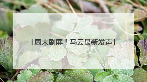 周末刷屏！马云最新发声