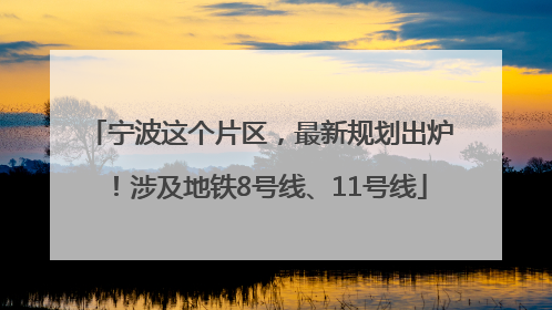 宁波这个片区，最新规划出炉！涉及地铁8号线、11号线