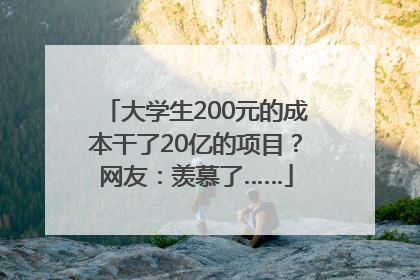 大学生200元的成本干了20亿的项目？网友：羡慕了……