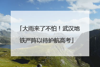大雨来了不怕！武汉地铁严阵以待护航高考