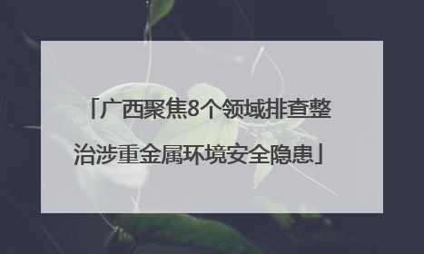 广西聚焦8个领域排查整治涉重金属环境安全隐患