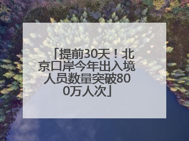 提前30天！北京口岸今年出入境人员数量突破800万人次