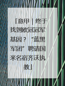 意甲｜终于找到欧冠冠军基因？“蓝黑军团”聘请国米名宿齐沃执教