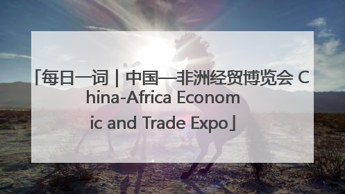 每日一词｜中国—非洲经贸博览会 China-Africa Economic and Trade Expo