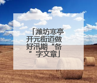 潍坊寒亭开元街道做好汛期“备”字文章