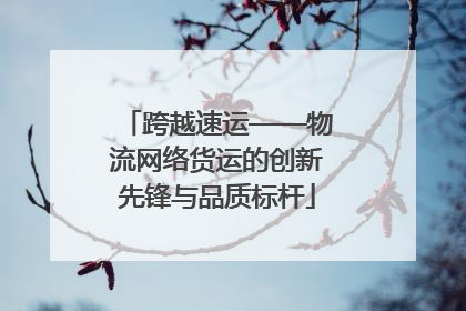 跨越速运——物流网络货运的创新先锋与品质标杆
