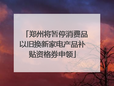 郑州将暂停消费品以旧换新家电产品补贴资格券申领