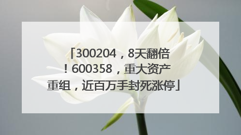 300204，8天翻倍！600358，重大资产重组，近百万手封死涨停